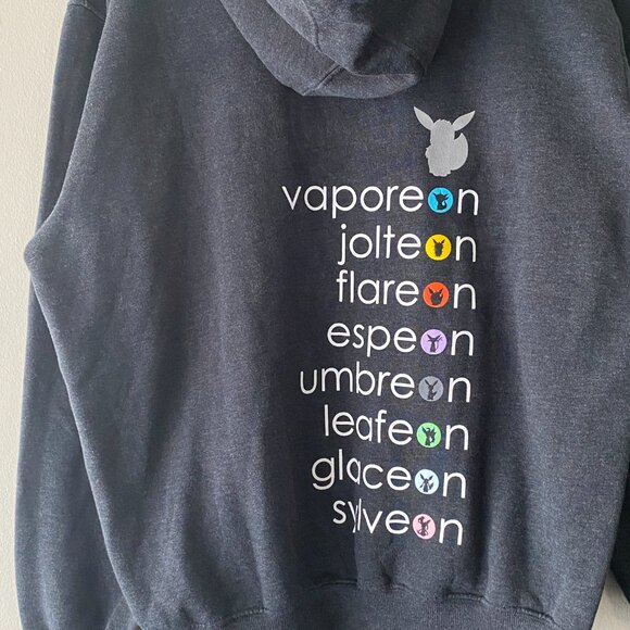 Pokémon Center 2016 Grey Multicolour Hood Eevee Evolutions Zip Up Hoodie - Picture 7 of 15